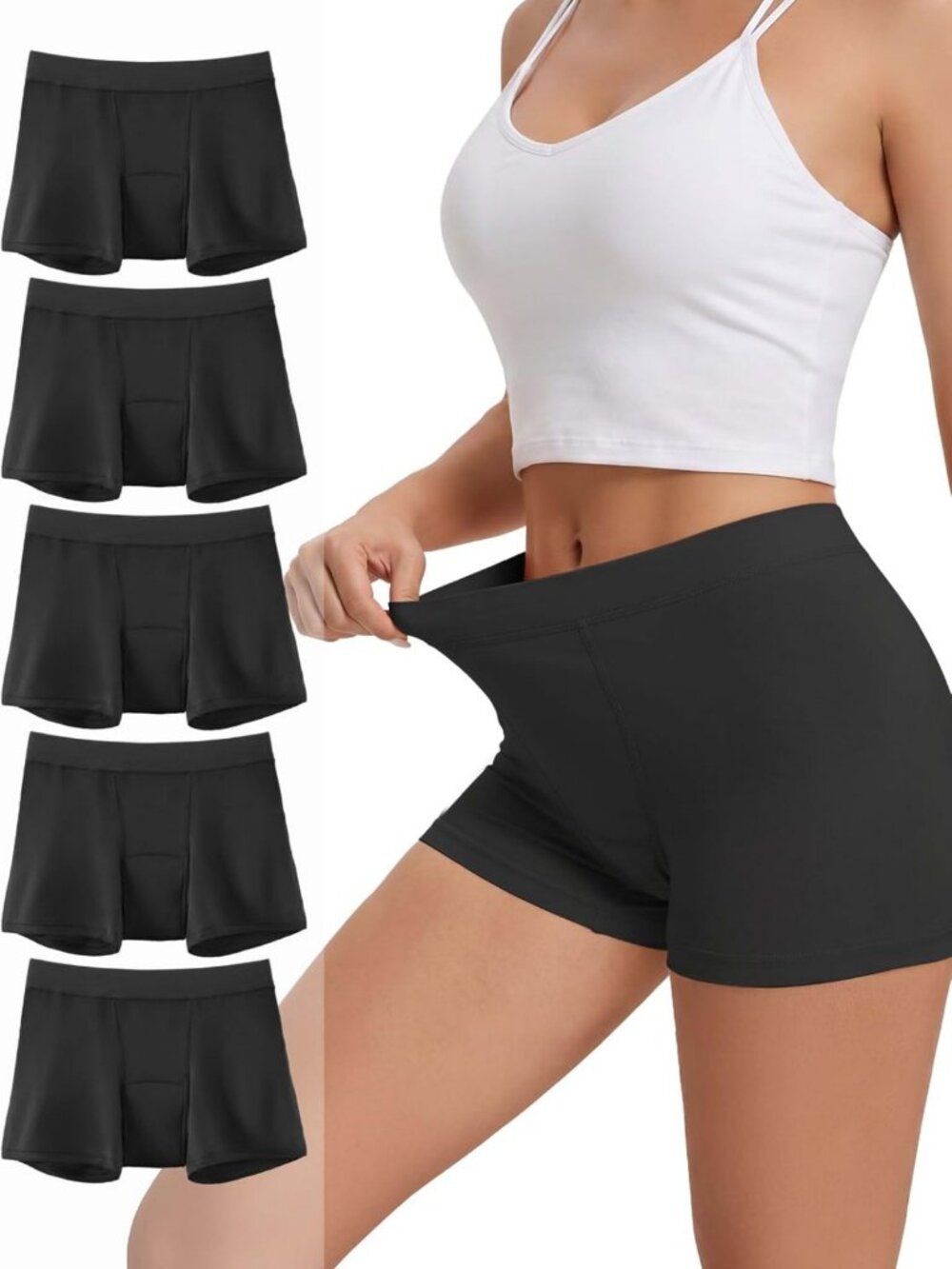 5 Pack Heavy Flow Period Boyshorts for Women - Comfortable Leakproof Underwear